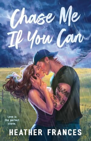 A woman with long brown hair and a man with a blue baseball cap and tattoo sleeves kiss in the rain. Behind them is a field with a tornado. Tagline: Love is the perfect storm.
