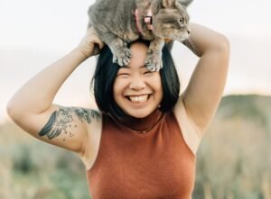 Gracie (author) and Totoro (cat).