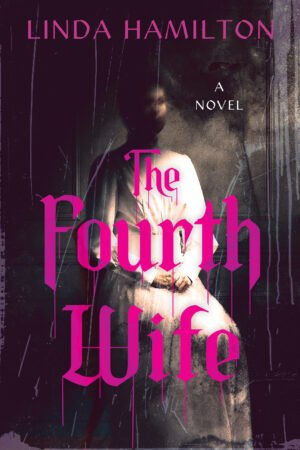 Cover for The Fourth Wife showing a woman dressed in white, sitting staring at the reading. The vibes are dark with a hot pink, Gothic lettering for the title.